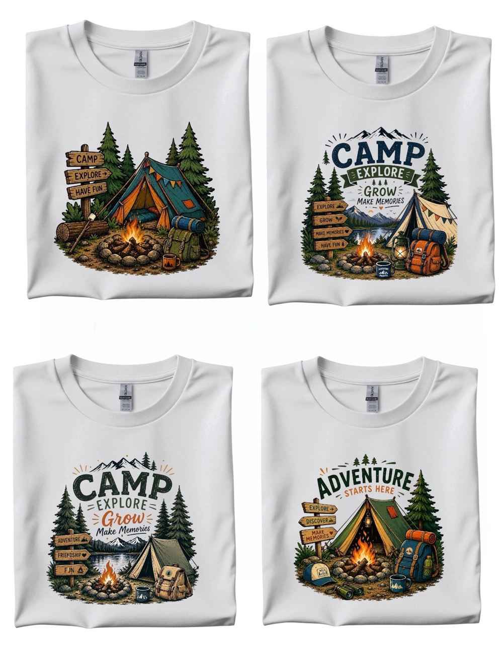 Camping T-shirts made to order family Adults and kids New group tees S M L XL
